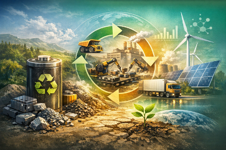 LCA scheme for battery recycling (AI generated picture)